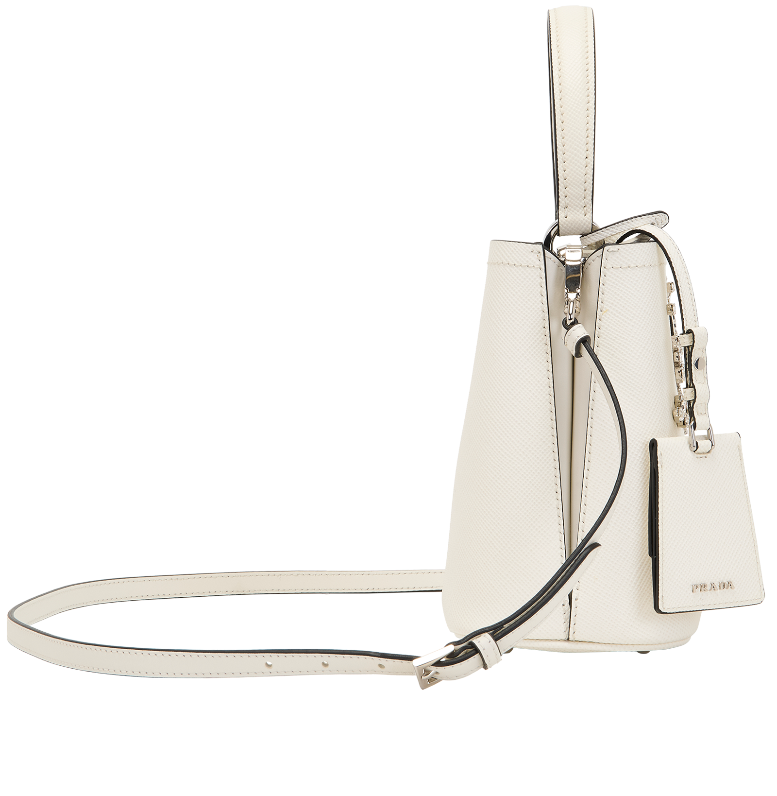 Panier Bucket Bag, &pound;1,500, Handbags, White, Crystal/Leather, Side view
